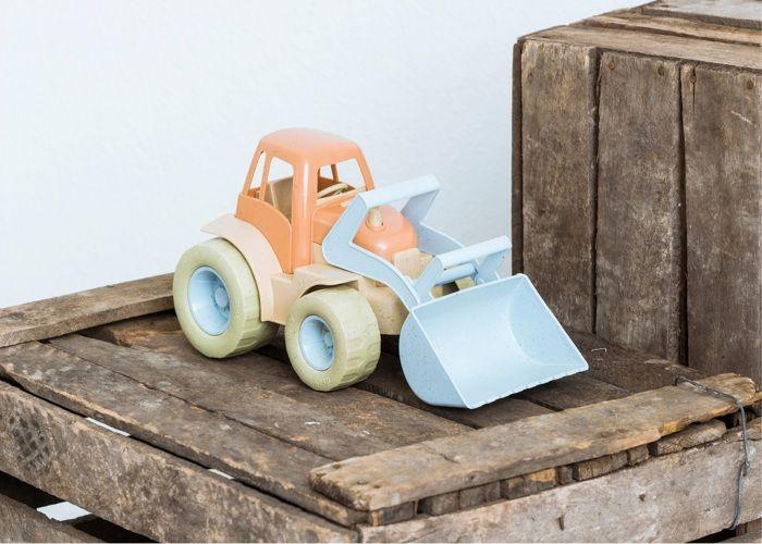 Jouet en bioplastique dantoy - tracteur bleu &amp; marron pour enfant
