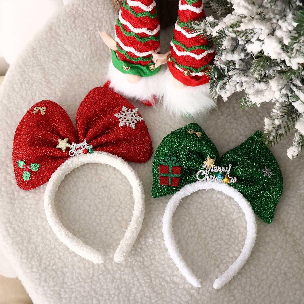 Plush Bowknot Hair Hoop Non-slip Christmas Headband Elegant Christmas Hairband  Ladies