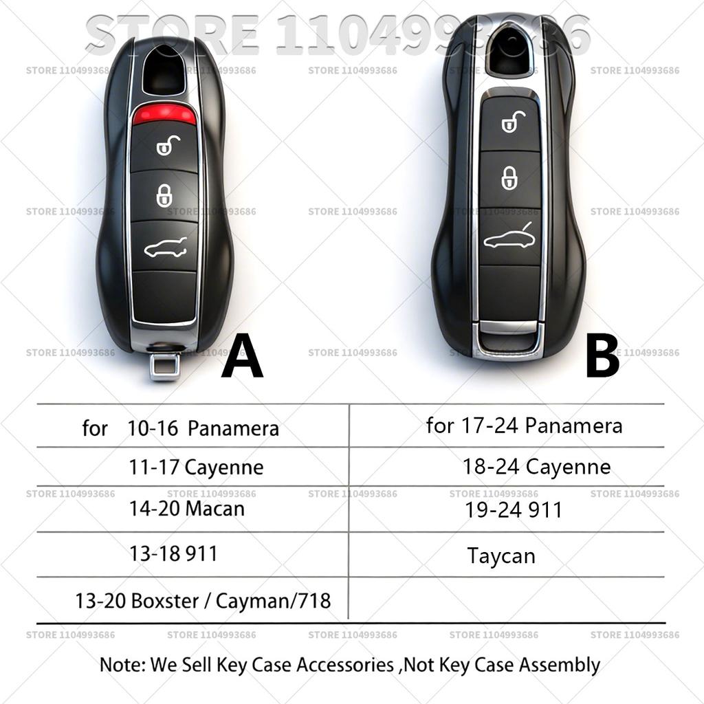 For Porsche Mancan Panamera Cayenne 718 911 Boxster Caymantaycan Key Cover Shell Replacement Kit Car Key Case Bordeaux Red Color