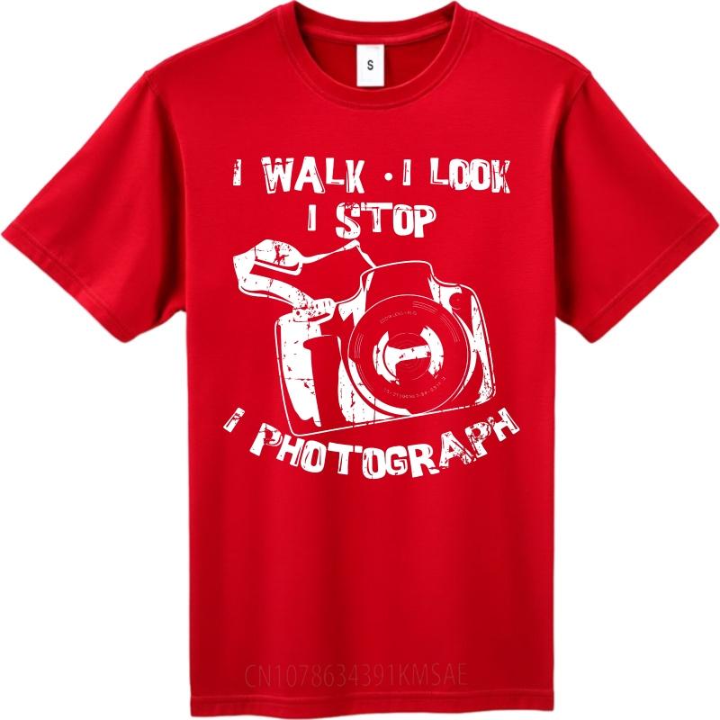 Men Cotton Tshirt Black Summer Boys tshirt I Walk I Look I Stop I Photograph Short Sleeve Relaxed Fit Crew Neck Tshirt