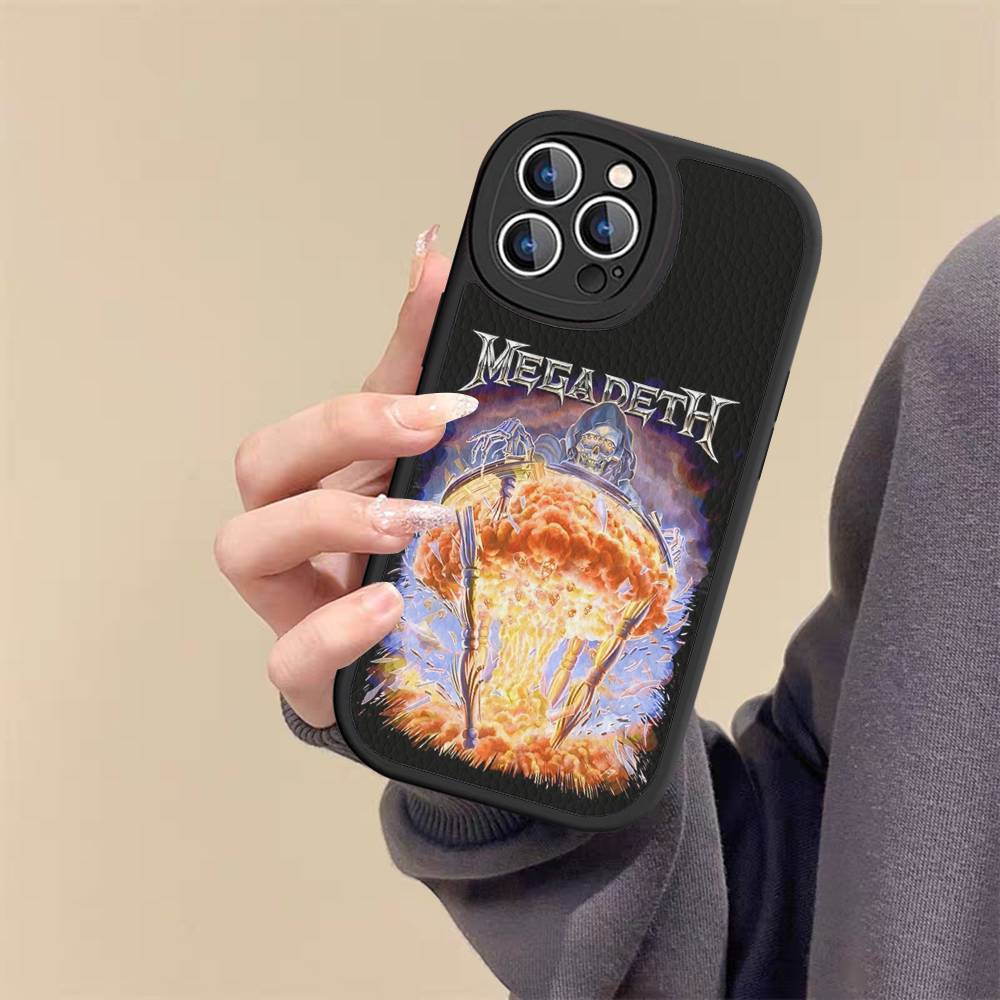 M-Megadeth Logo Phone Case For IPhone 16 15 14 13 12 11 Pro Max Plus Leather Shockproof Cover