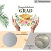 2D Flat Aluminum Graduation-themed Wall Hangings, Available in Various Sizes, Featuring Gold Glitter Graduation Caps and Watercolor-style Pink Roses
