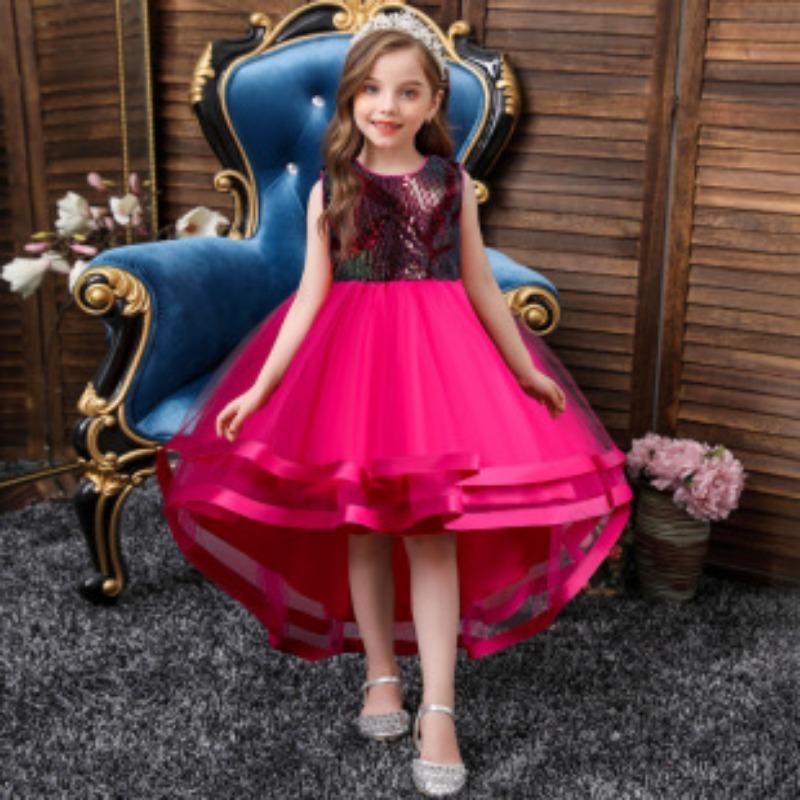 New Children's Children's Catwalk Children's Flower Princess Dress Sequin Embroidered Children's Dress Drop Shipping