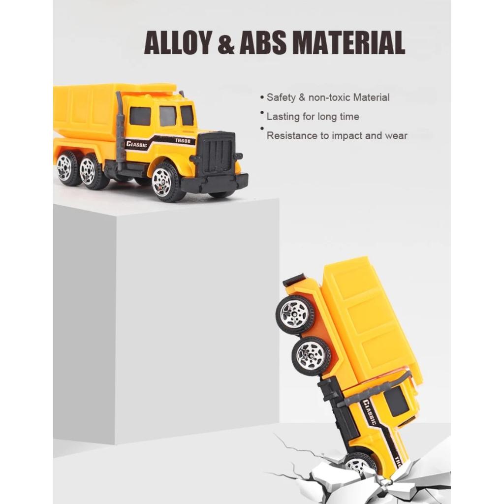 1/64 Scale Big Trucks Set Mini Alloy Diecast Car Model Toys Vehicles Carrier Truck Helicopter Tank Fire Truck Engineering Car Toys for Kids