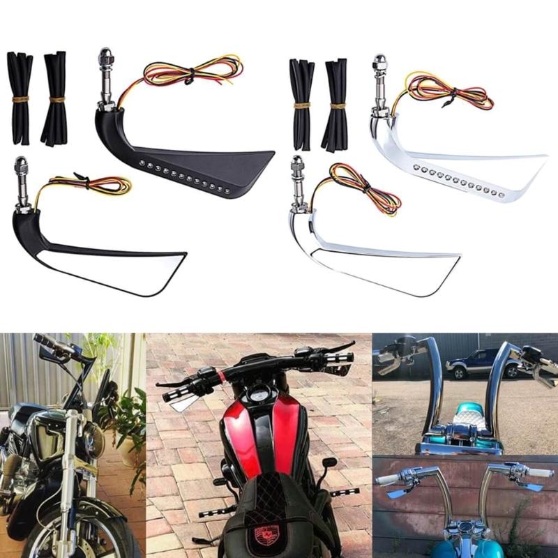 Motorcycle Rearview Mirror Motorcycle Rear View Mirror with LED Turn Signal Light Quick Installation used for 883 1200