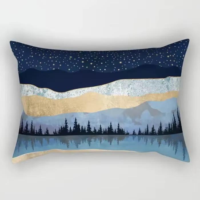 30X50cm Watercolor Stripe Chinese Style Pattern Printing Decorative Living Room Home Furnishing Polyester Rectangular Pillowcase