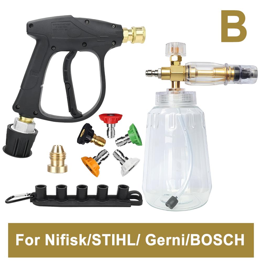 Professional High Pressure Washer Gun + Aluminum Alloy Foam Lance Kit, Leak-Free Bosch Adapter for Pressure Washers