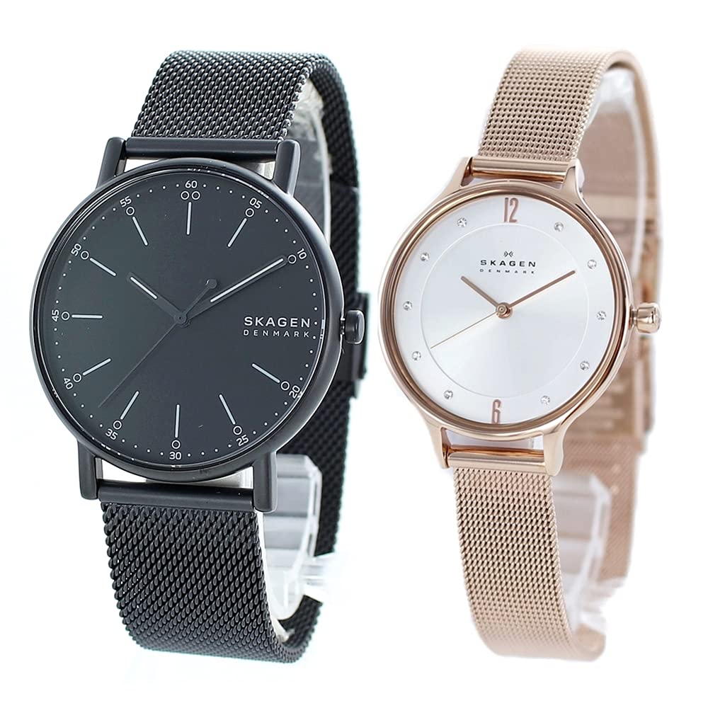 

SKAGEN Pair Watch Storage Box Black Pink Gold Mesh Bracelet Watch skw6579skw2151 Watch [Skagen] Men s Women s [Item]
