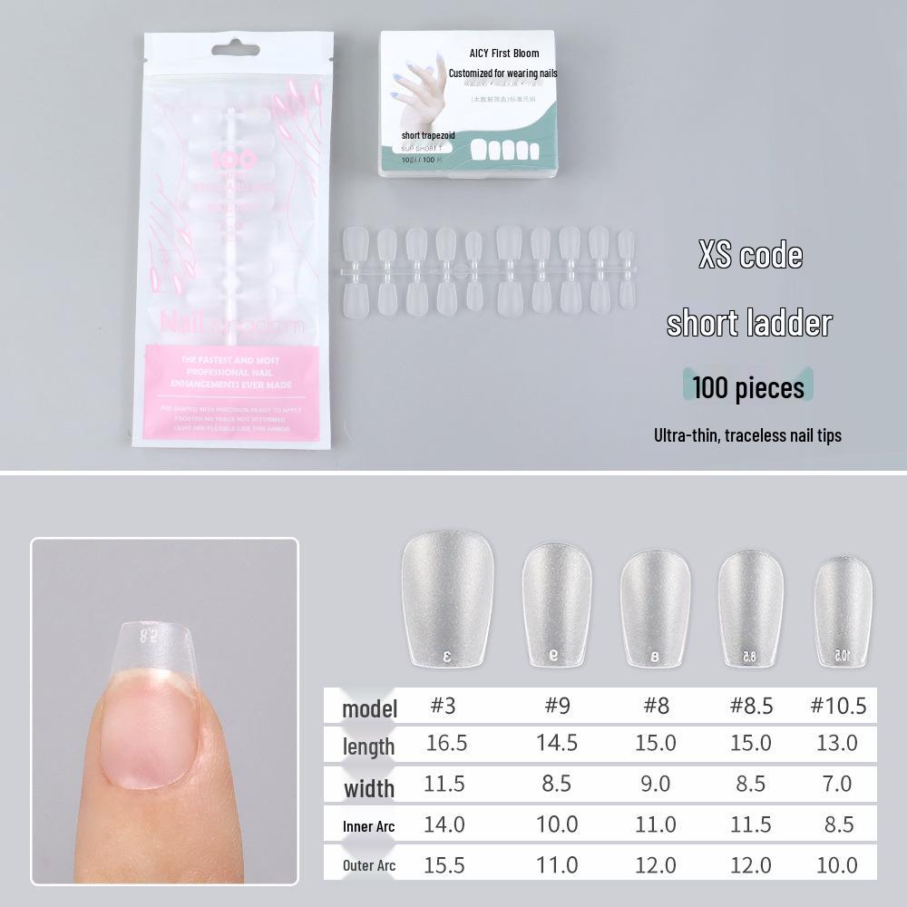 Pre-sized Frosted Ladder-Shaped Nail Tips - 100 Pcs, Thin & No Filing Needed