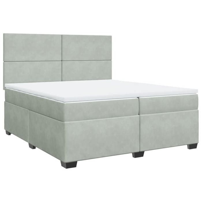 VidaXL Sommier à lattes de lit et matelas Gris clair 200x200cm Velours, lit, lit à plate-forme, lit à panneaux, meuble de 3293296
