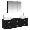 Bathroom Furniture Set 4 Pcs Black Oak Engineered Wood and Glass