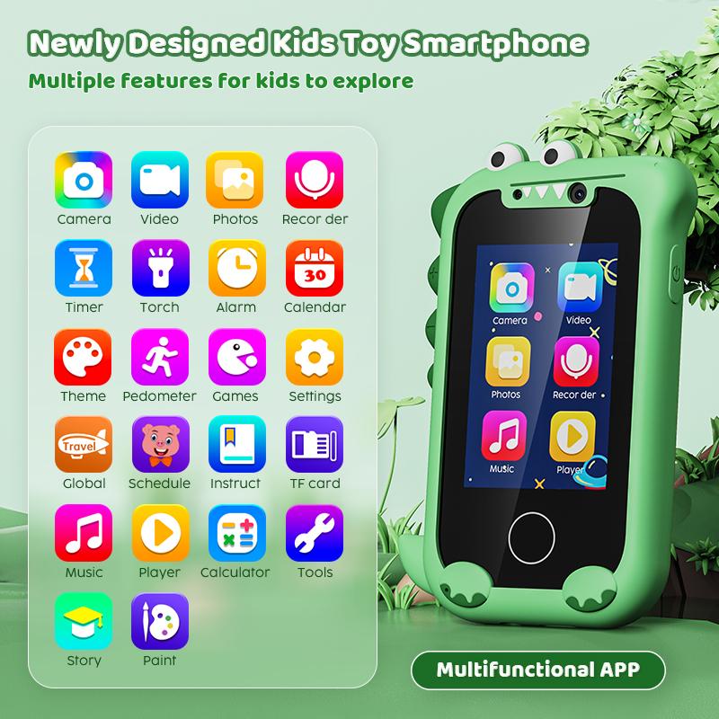 Çocuk Akıllı Oyuncak Telefon Küçük Çocuk Dokunmatik Ekran Oyun Telefonu MP3 Müzik Çalar Çift Kameralı Kız Erkek Çocuk Noel Doğum Günü Hediyeleri