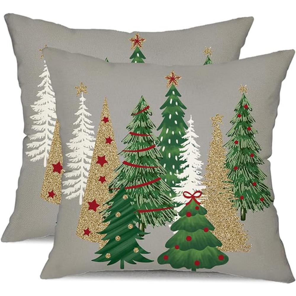 2Pcs 45x45cm Christmas Tree Cushion Cover Luxury Pillow Shell Dacron Throw Pillow Case Children