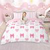 Homewish Girls Bow Knot Duvet Cover Set Kawaii Polka Dots Comforter Cover Set Princess Bowtie Ribbon Bed Set