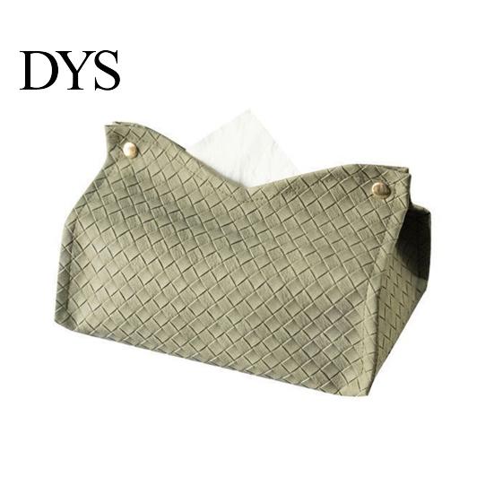 Durable Kitchen Paper Organizer PU Leather Tissue Box Holder, with Snap Design, Portable Foldable Compact Dormitory Case Facial Dispenser, for Office