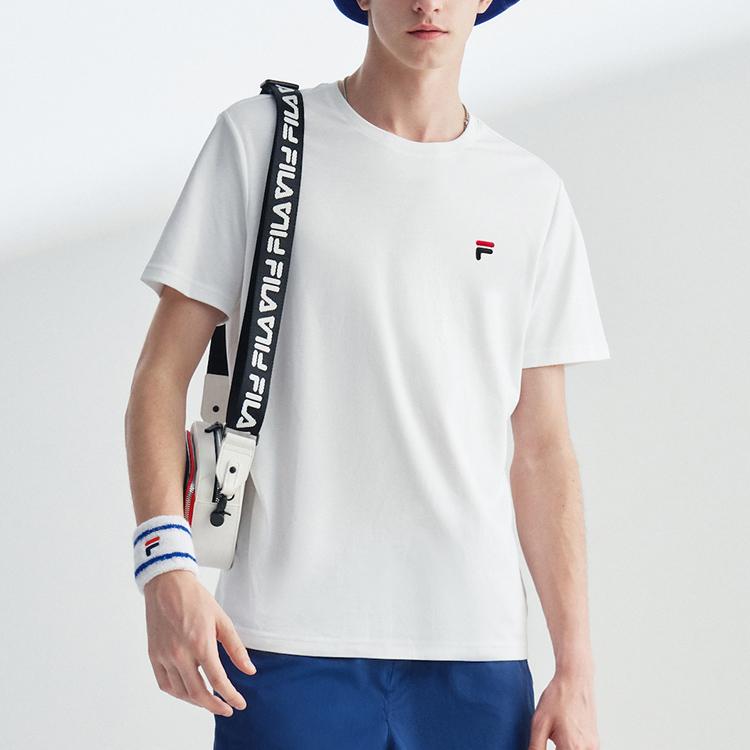 FILA Cotton Round Neck Printed Short Sleeve T-Shirt Men Tops White F11M328150GWT