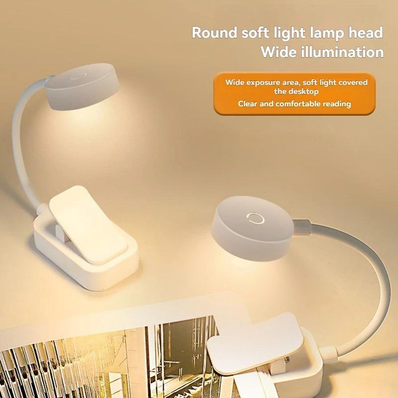 Mini USB Rechargeable Clip‑on LED Reading Light, 3 Modes Adjustable Portable Book Lamp for Bedroom & Travel