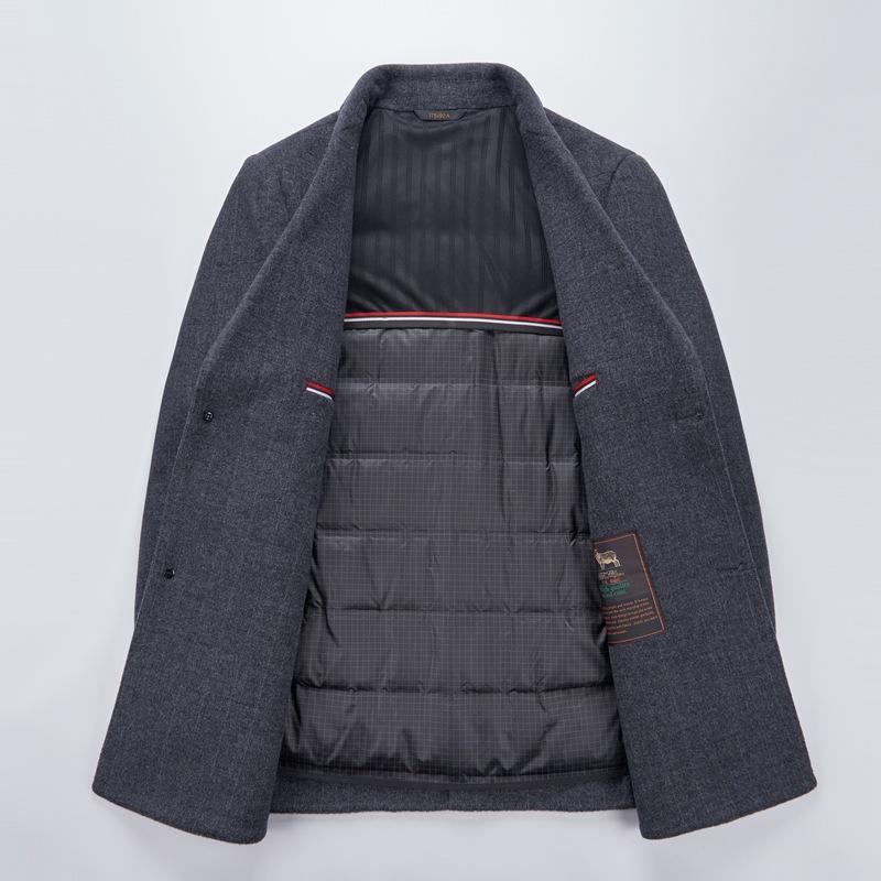 Winter Double-sided Wool Cashmere Coat Men's Wool Wool Mid-length Suit Collar Woolen Removable Down Liner Jacket