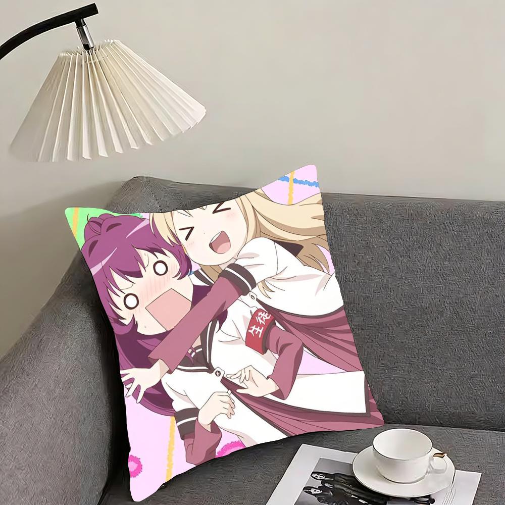Yuru Yuri Cushion Cover Reversible Plush Pillow Cover – For Car, Sofa, Bedroom, Perfect As a Gift.