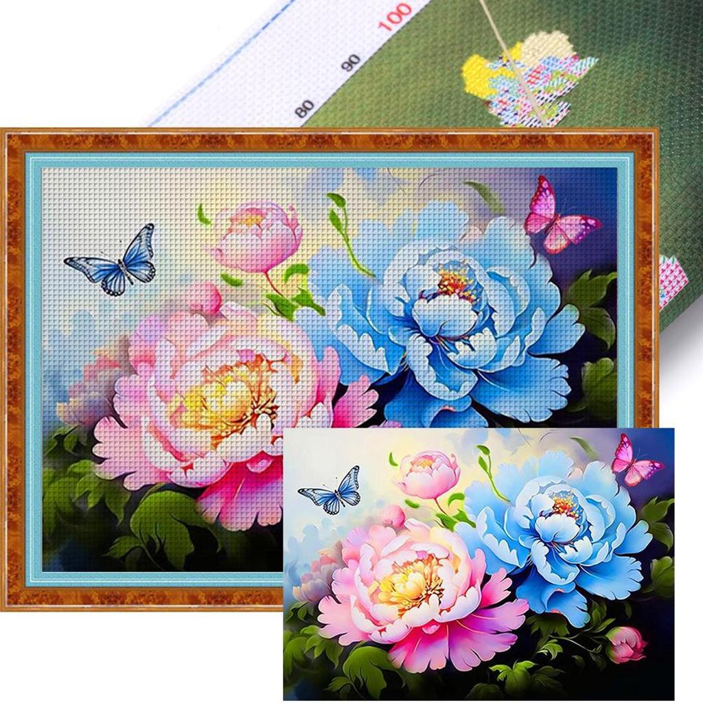 Full Embroidery cotton Thread 9CT Printed Flower Cross Stitch Needlework Kit