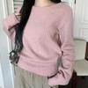 New Arrivals Open Run Women Ribbed Round Neck Knit