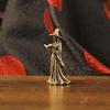 Vintage Mystic Mage Brass Figurine Wizard Statue Rustic Metal Craft Decor for Coffee Table Office Desktop Collectible Gift