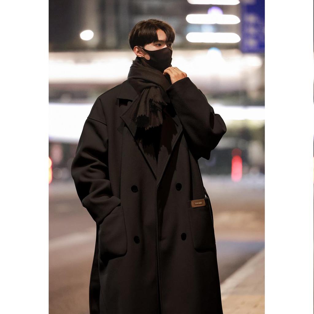 Unisex Over-the-Knee Wool Trench Coat - Mid-Length, Stylish High-End Winter Outerwear