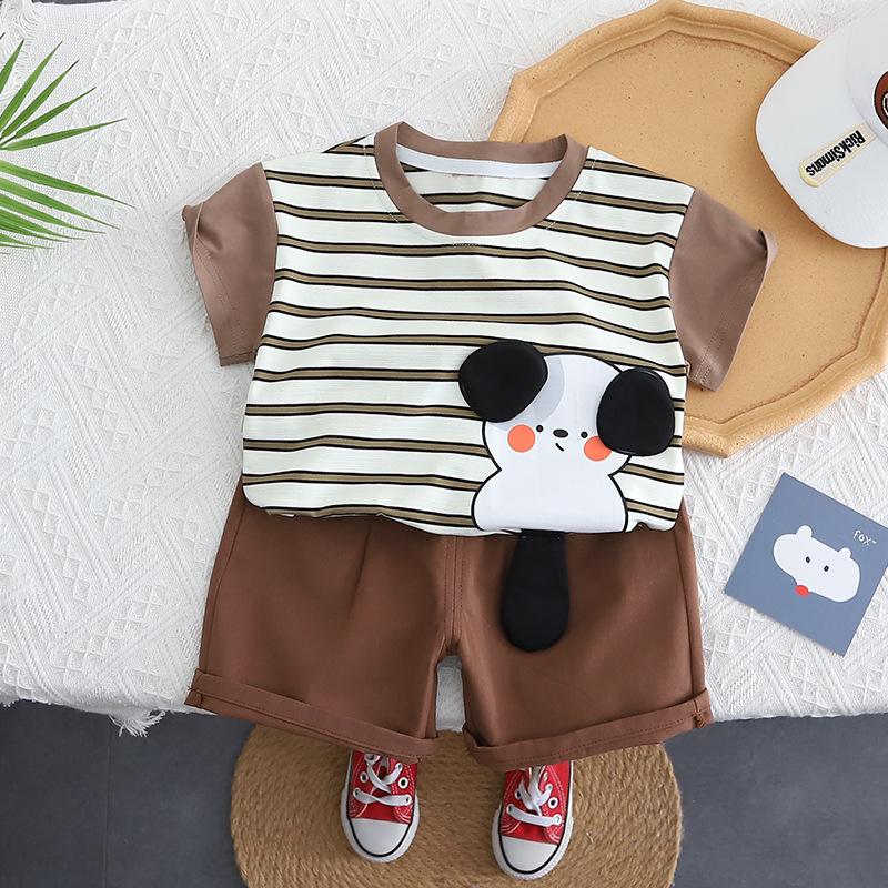 

Модный летний костюм-двойка для мальчиков 2025 года с короткими рукавами - модная и легкая детская одежда 100cm