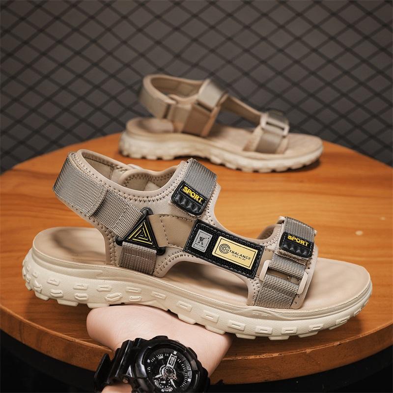 

Модные кожаные мужские сандалии без застежек на лето на открытом воздухе нескользящие походные треккинговые туфли для мужчин парусиновые пляжные тапочки повседневные кроссовки мужские 10 хаки