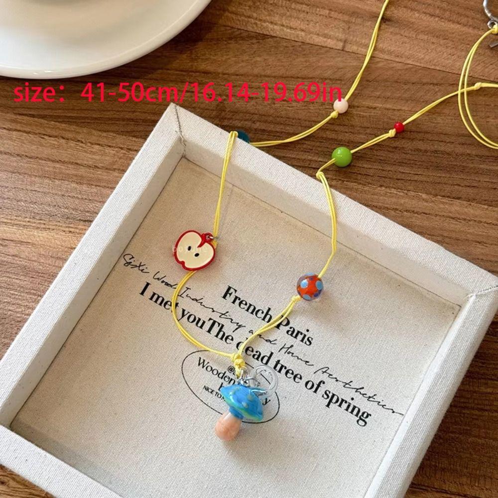Glass Beads Mushroom Beads Choker Cartoon Design Y2K Aesthetic Accessories  Summer Season