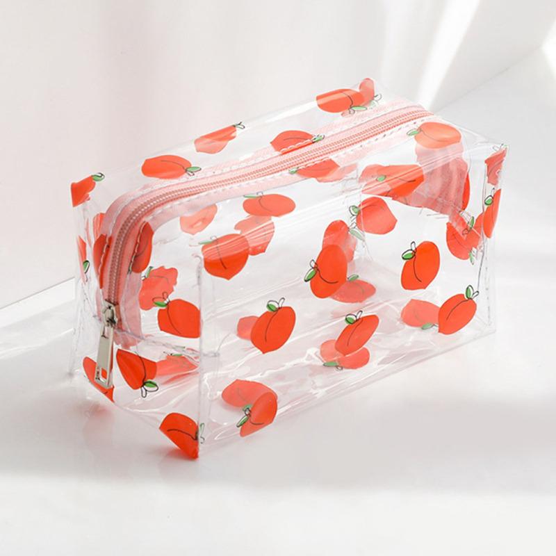 Transparent Large Capacity Pencil Case Cute Cartoon Printing Portable Cosmetic Bag For School Office