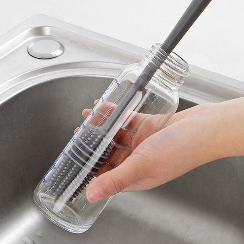 2 Stück Flasche Silikon Reinigungsbürste Langer Griff Flaschenreiniger Haushalt Büro Reinigungszubehör Bequem & Funktionell