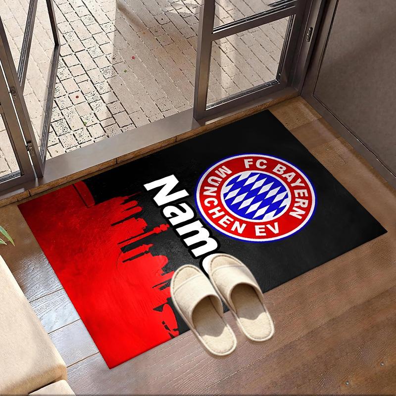 Custom Name Personalized FC Bayern Print Carpet, Versatile Home Decor Rug, for Playroom, Apartment, Balcony, Entryway, Hallway Gift