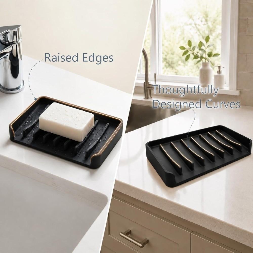 Non-Slip Soap Holder Diversion Sink Splash Guard Mat Drainage Soap Dish  for Bathroom and Kitchen