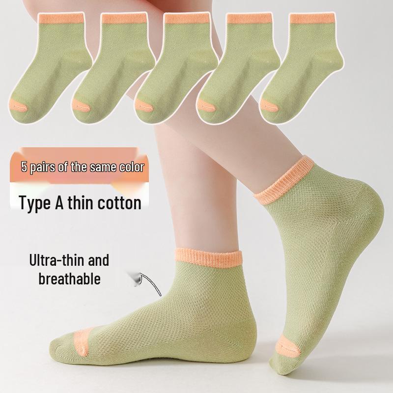 Girls' Summer Mesh Socks - Lightweight and Breathable Short Boat Socks for Spring and Summer