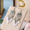 Bohemian Water Drop Rhinestone Earrings with Multi-Layer Beads - Retro Fan-Shaped Dangle Design