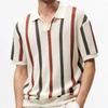 Men's Short Sleeve T-Shirt Summer Simple Designer Style Geometric Color Block Striped Crew Neck Knit Top Mature Style Top