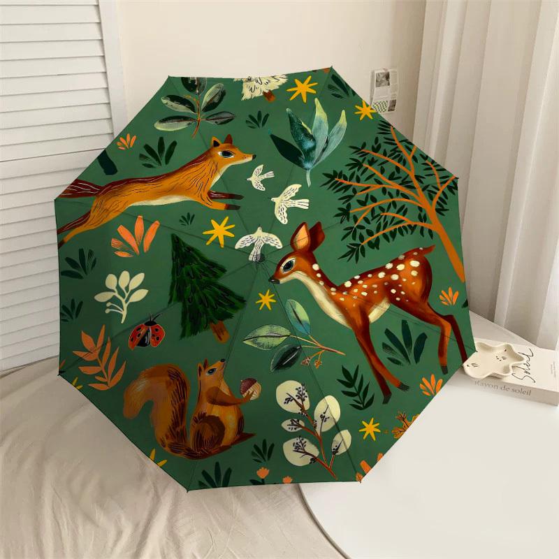 

1PC forest animals Umbrella-8-Rib Reinforced, Automatic Open, Lightweight & Durable, Cute Fashion Accessory for Outdoor-T336