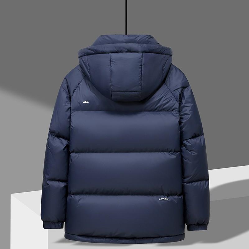 Mens Short Down Jacket With Hood 90% White Duck Warm Thick Winter Coat Daily Urban Wear