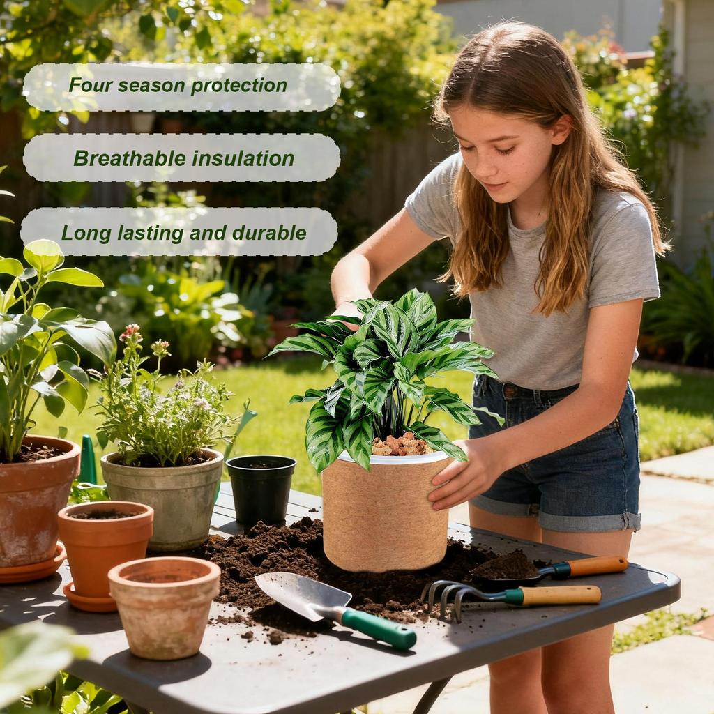 Breathable Plant Pot Cover Frost Protection Wrap for Garden Potted Plants Tree Roots Tomatoes Winter Cold Weather Insulation Pad