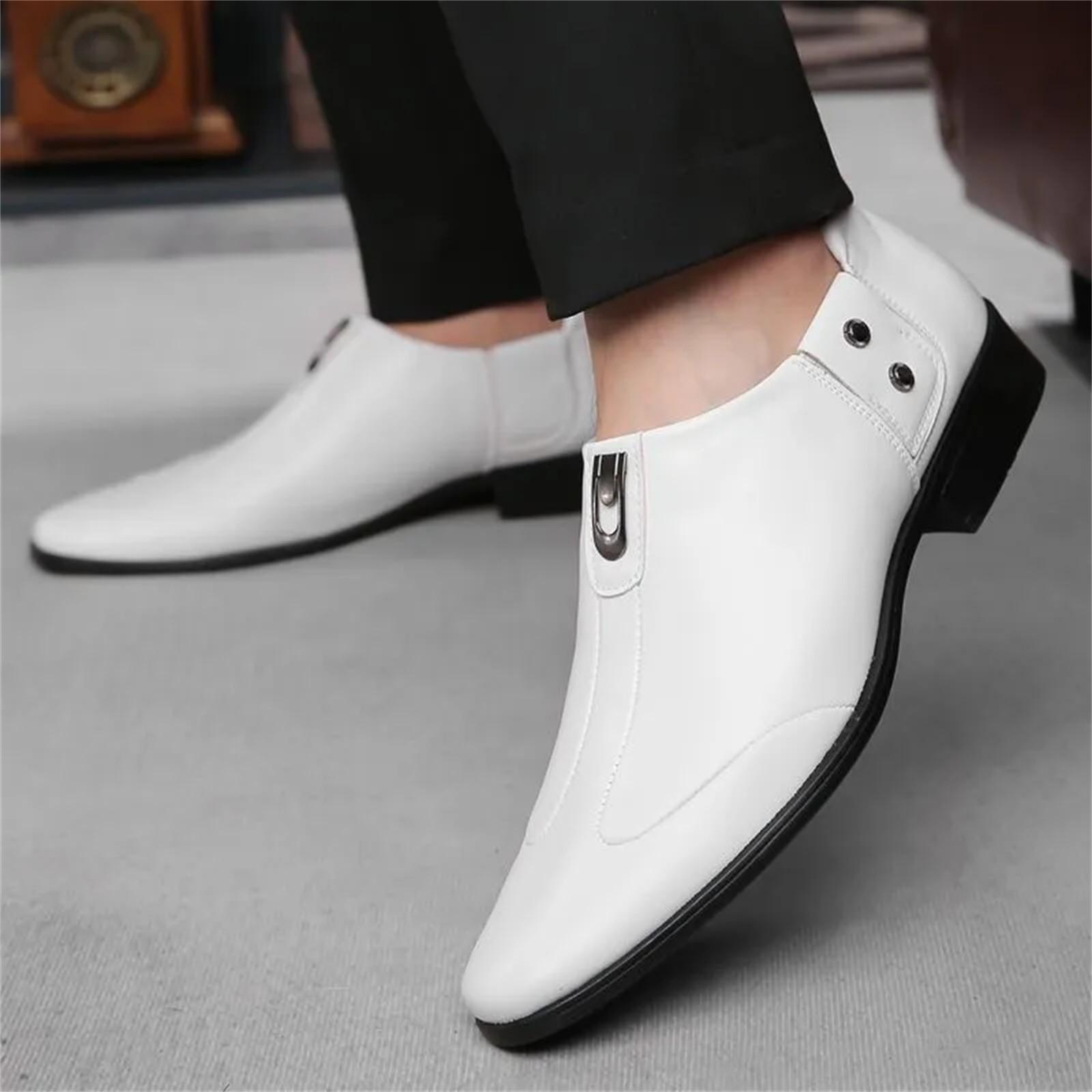 

Men s Leather Shoes Four Seasons Models Soft Leather Soft Sole British Casual Shoes 39 белый