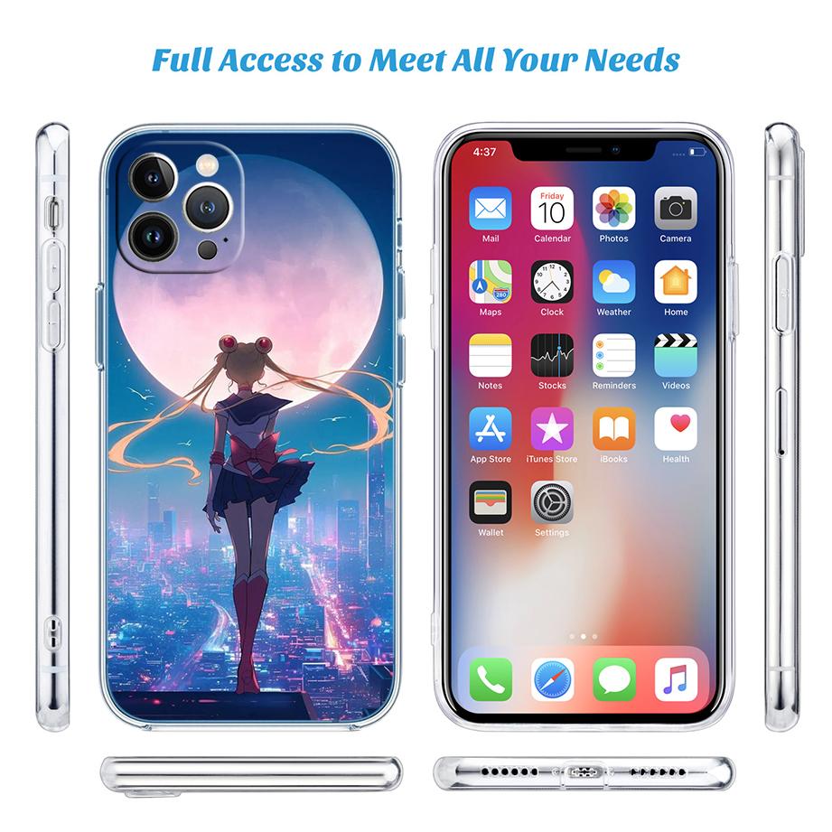 TR34 S-Sailors Art M-Moon Transparent Phone Case for Motorola Moto Edge 20 30 40 50 S30 Fusion Ultra Pro Neo Lite + G200 G23