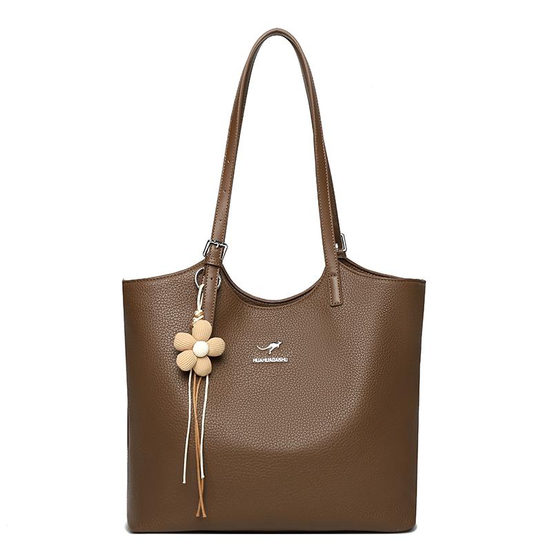 

Large Capacity Tote Bag Women s Commuter Lightweight Shoulder Bag коричневий