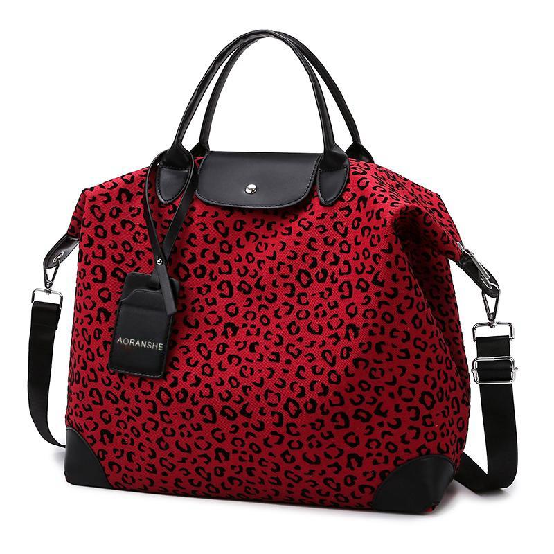 Leopard Print Travel Bag Large Capacity Fashion Handbag Crossbody Business Travel Storage Bag Sports Fitness Bag
