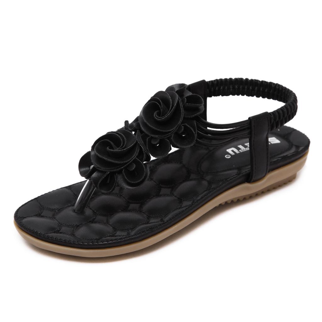 Moderskor för Damer Storlek 35-42 Sommar Mode Dam Flip Flop Platta Sandaler Damer Casual Bohemia Blomma Söta Strand Sandaler