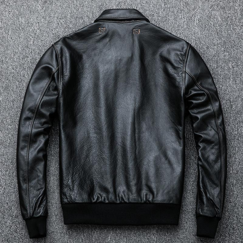 Baseball Uniform, Leather Flight Jacket, First-layer Cowhide Leather Jacket, Men's Short Lapel Jacket