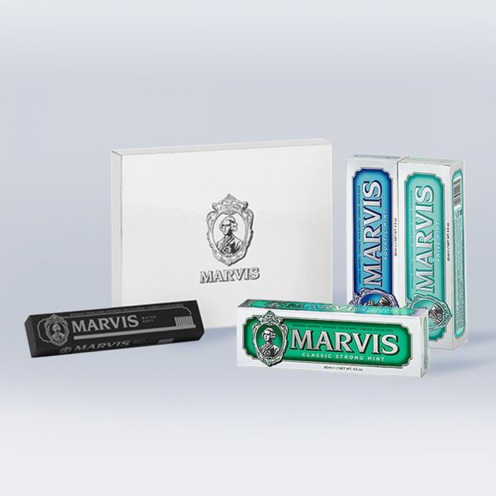 Marvis Gift Set Toothpaste 3 Types   Toothbrush  White Single option