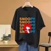 Snoopy Cartoon Anime Women T-shirt Summer Short Sleeve 100% Cotton Women Tee Shirts Tops 2025 New Fashion Couple Clothes