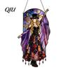 High Definition Printed Acrylic Vintage Halloween Cat Witch Decoration, Window Hanging Ornaments, Colorful Decoration Rustic Farmhouse Tree