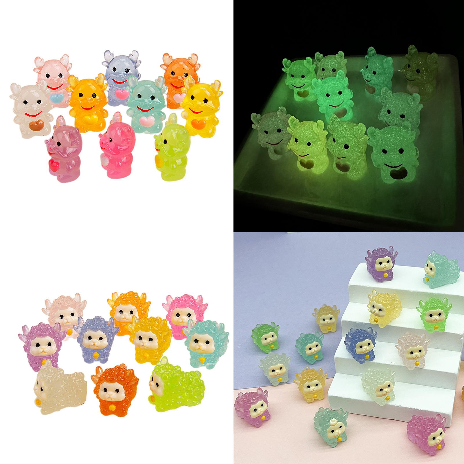 

10 шт. Мини-фигурки Лун, светящиеся в темноте, в ассортименте цветов, смоляные статуэтки животных для DIY поделок и украшений D